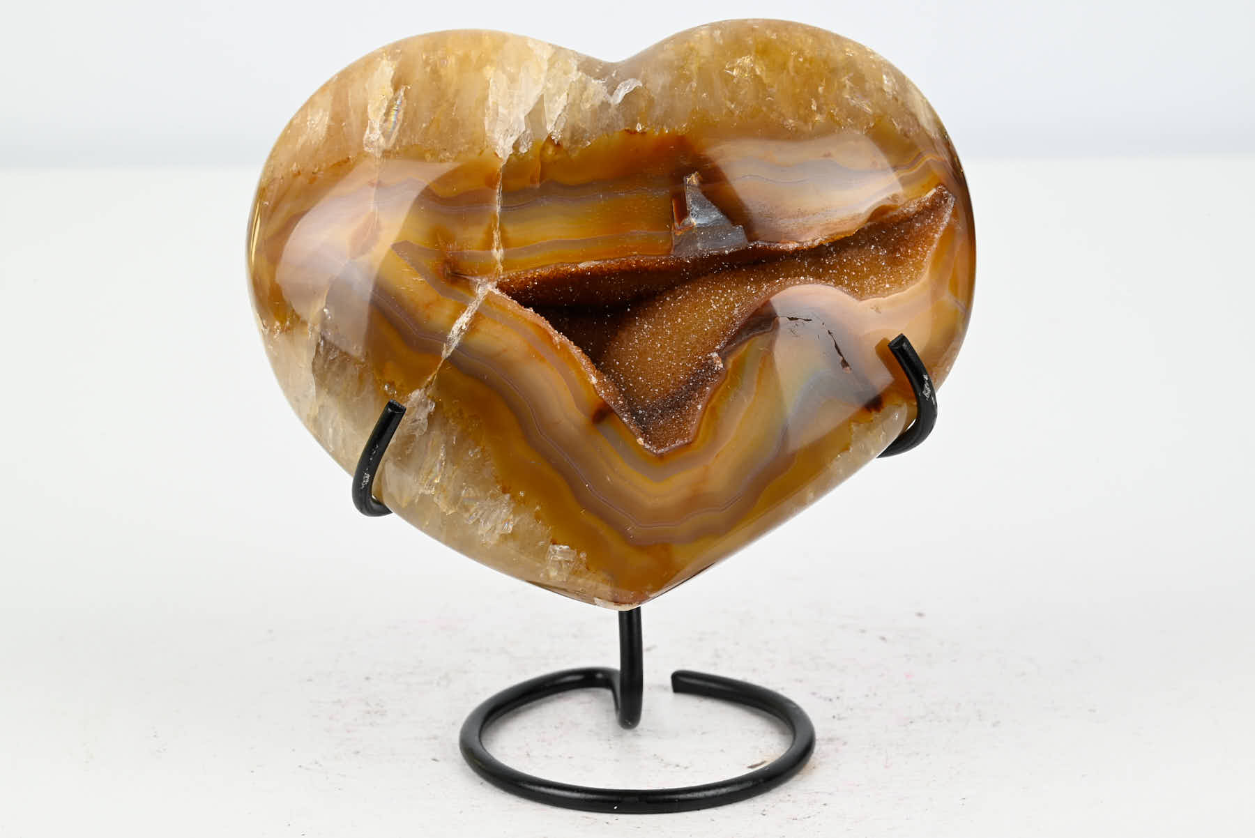 Extra Quality Agate Crystal Heart - 0.54kg, 11cm high - #HTAGAT-34023