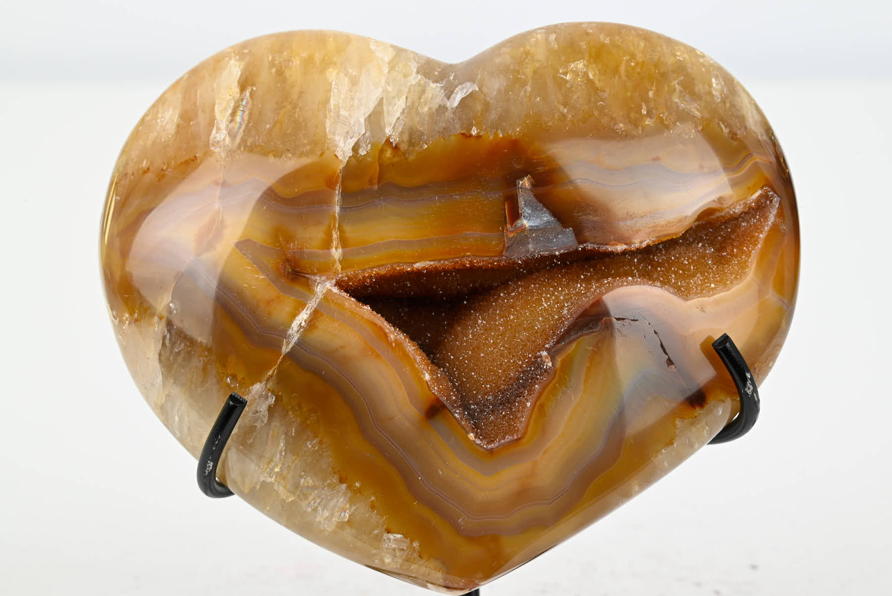 Extra Quality Agate Crystal Heart - 0.54kg, 11cm high - #HTAGAT-34023