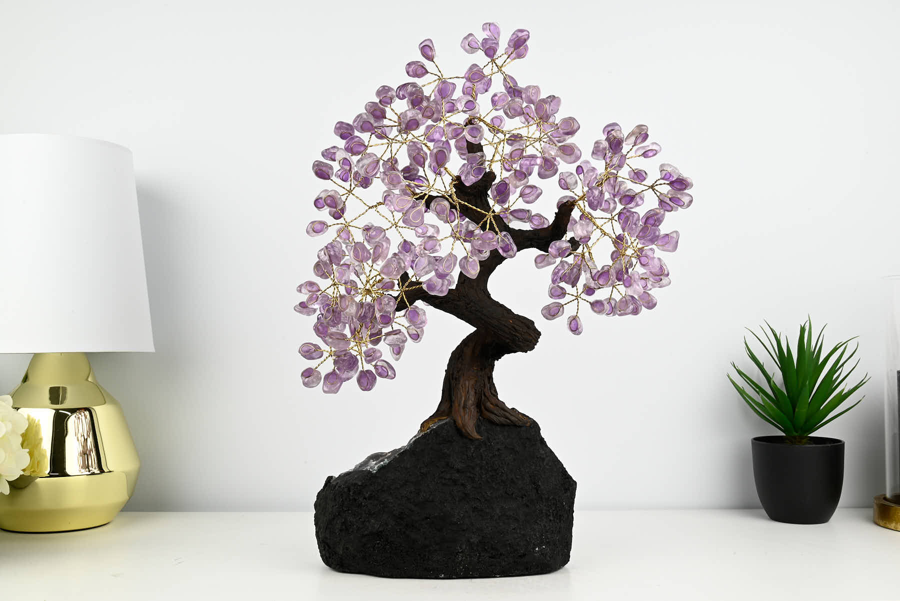 Handmade 45cm Tall Gemstone Tree with Amethyst base and 240 Amethyst  gems - #TRAMET-43001