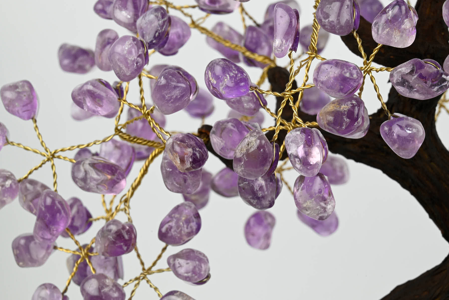 Handmade 44cm Tall Gemstone Tree with Amethyst base and 240 Amethyst  gems - #TRAMET-43002