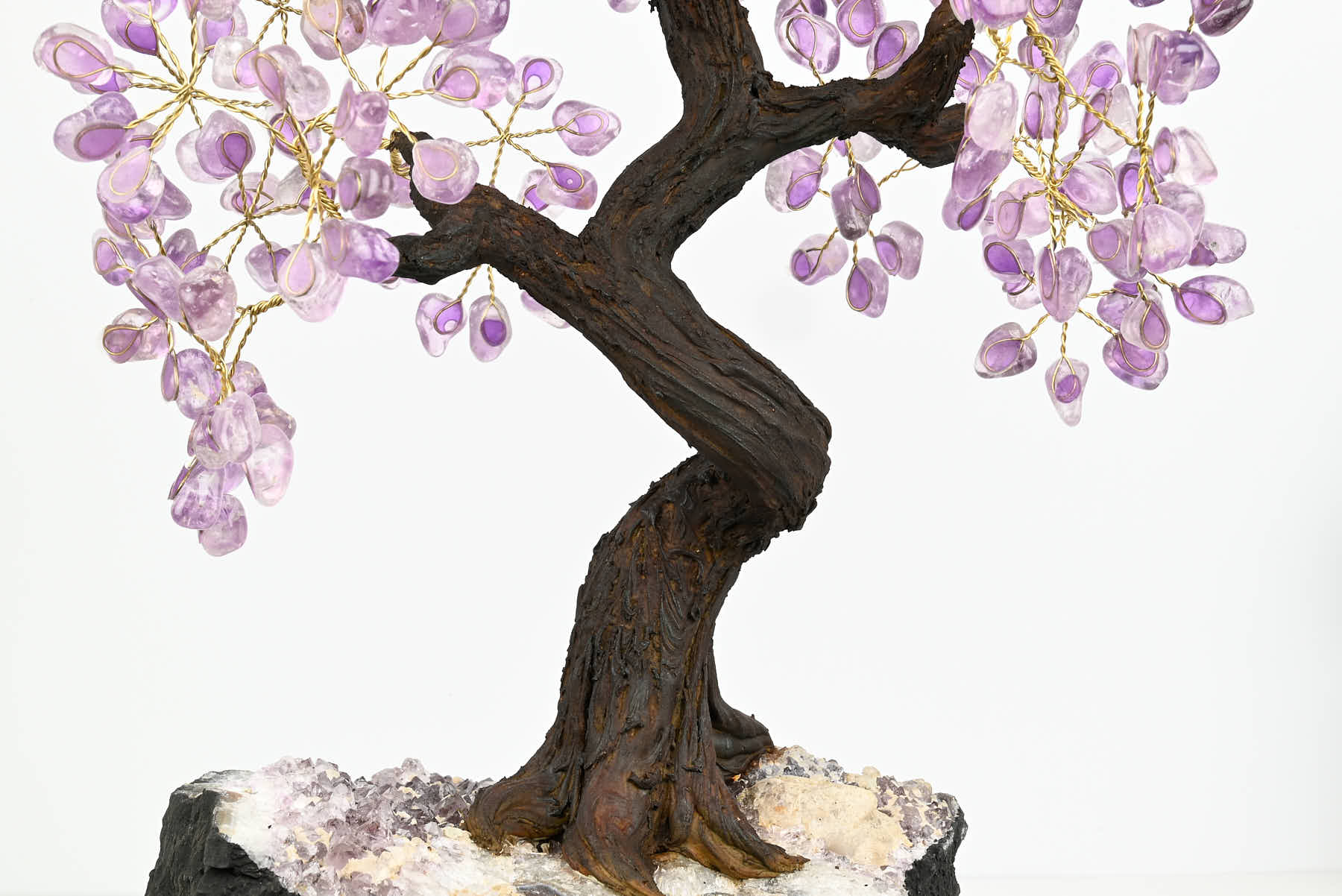 Handmade 44cm Tall Gemstone Tree with Amethyst base and 240 Amethyst  gems - #TRAMET-43003