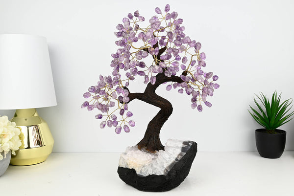 Handmade 44cm Tall Gemstone Tree with Amethyst base and 240 Amethyst  gems - #TRAMET-43004