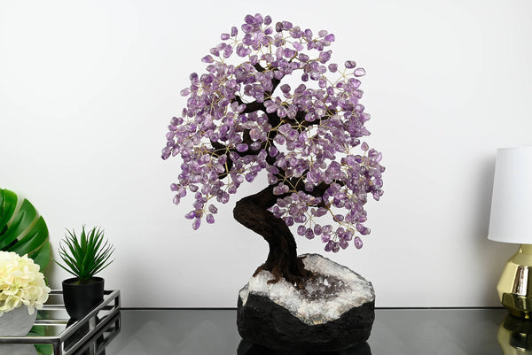 Handmade 69cm Tall Gemstone Tree with Amethyst base and 720 Amethyst gems - #TRAMET-64001