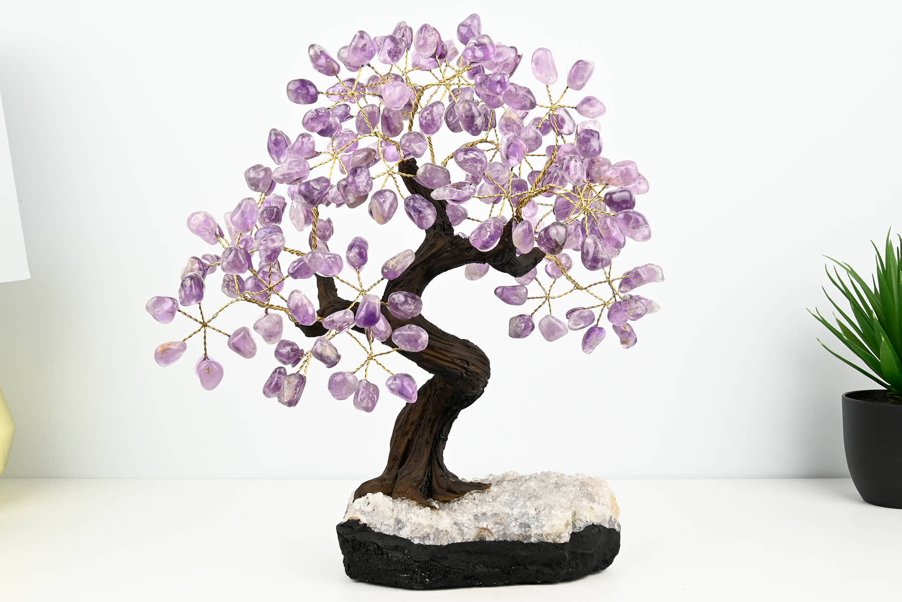 Handmade 36cm Tall Gemstone Tree with Amethyst base and 180 Amethyst gems - #TRAMET-36002