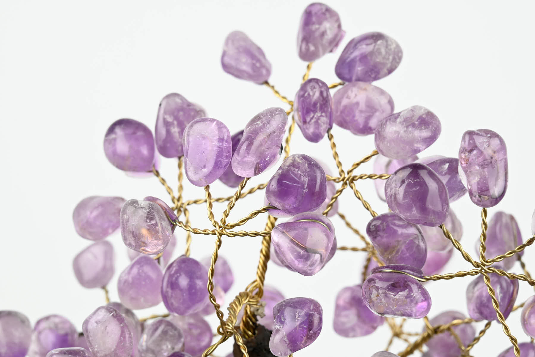 Handmade 37cm Tall Gemstone Tree with Amethyst base and 180 Amethyst gems - #TRAMET-36003