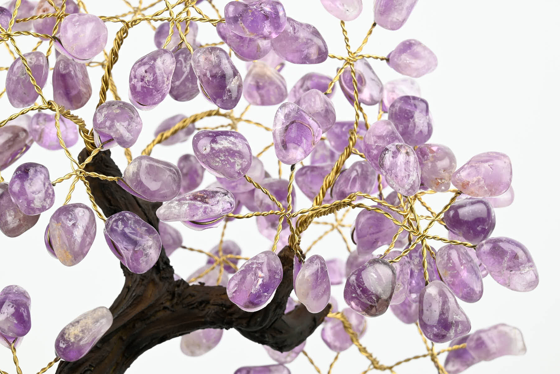 Handmade 36cm Tall Gemstone Tree with Amethyst base and 180 Amethyst gems - #TRAMET-36002