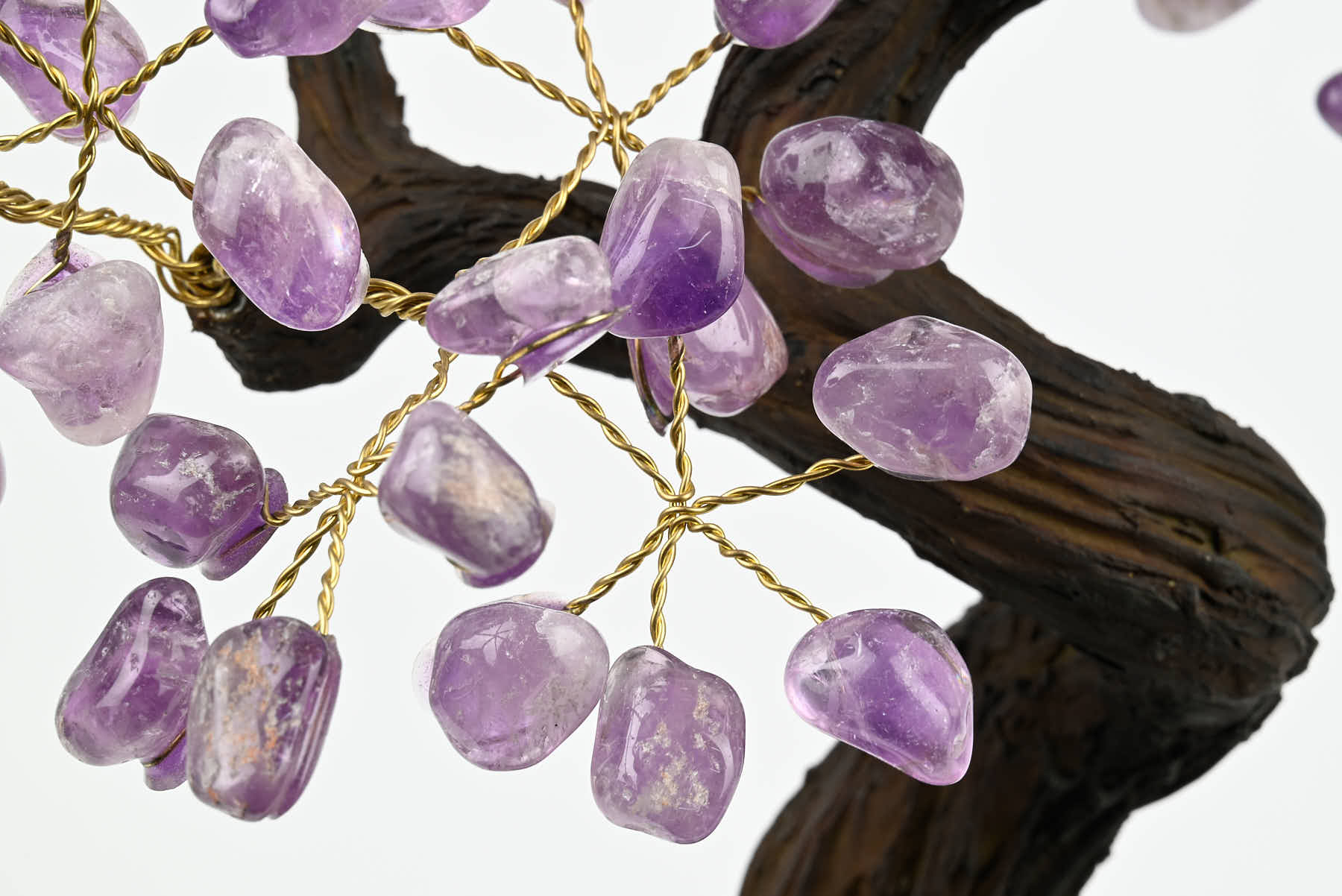 Handmade 36cm Tall Gemstone Tree with Amethyst base and 180 Amethyst gems - #TRAMET-36002