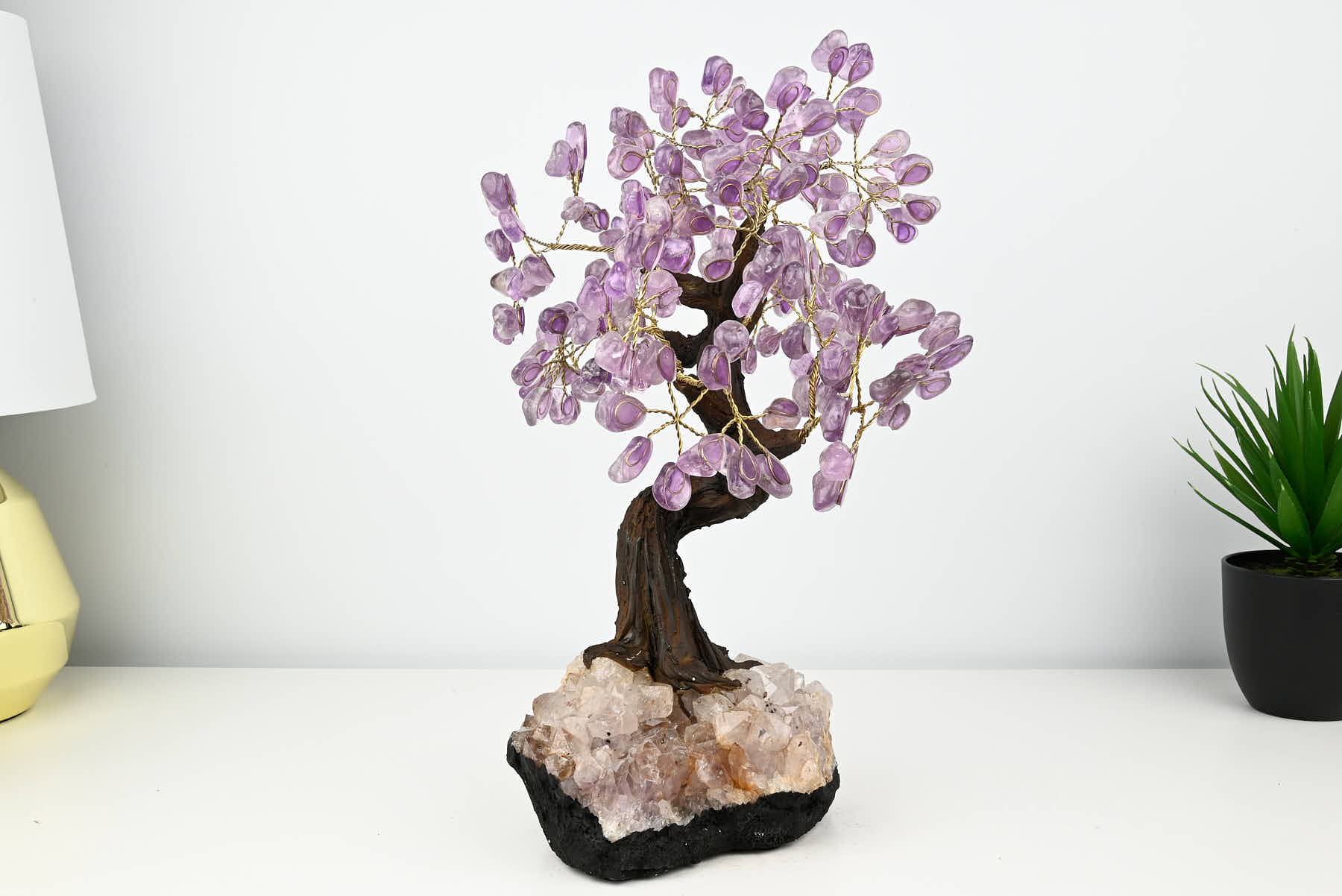 Handmade 36cm Tall Gemstone Tree with Amethyst base and 180 Amethyst gems - #TRAMET-36004