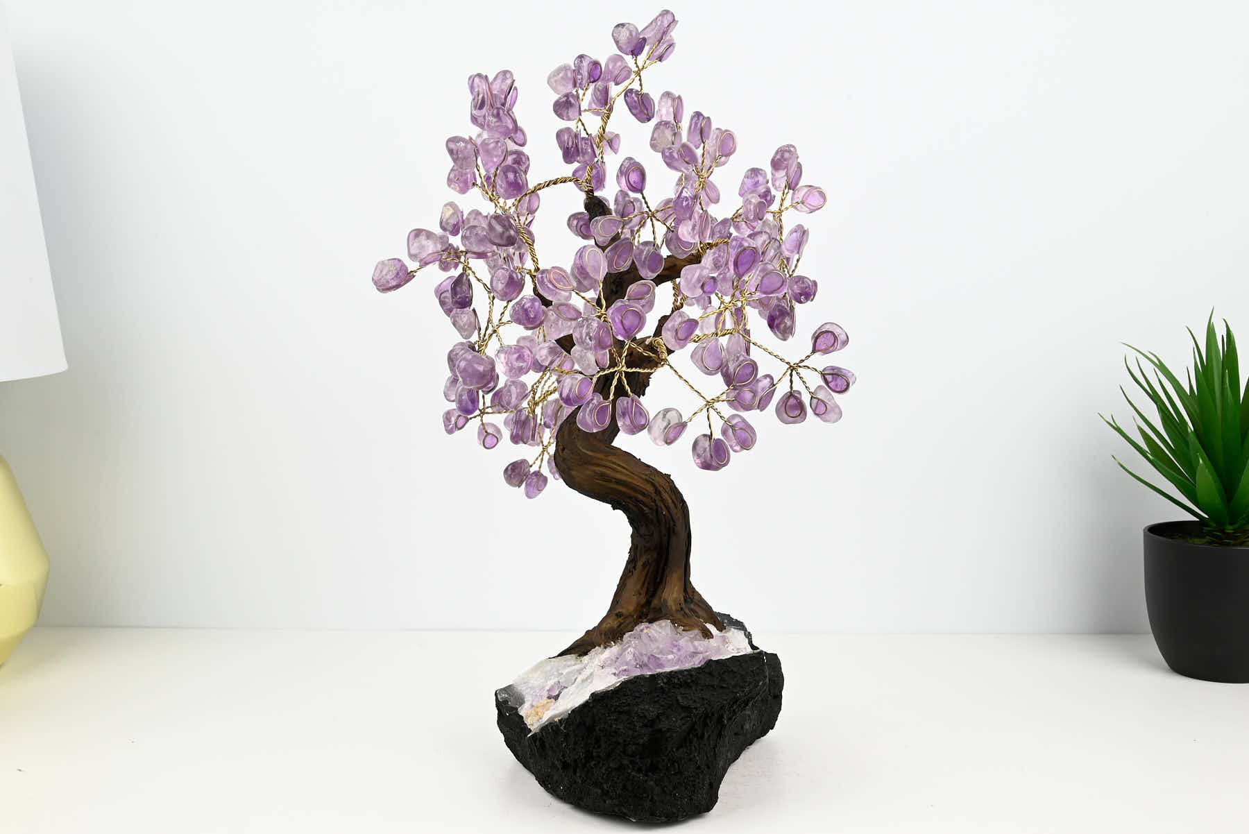 Handmade 37cm Tall Gemstone Tree with Amethyst base and 180 Amethyst gems - #TRAMET-36003