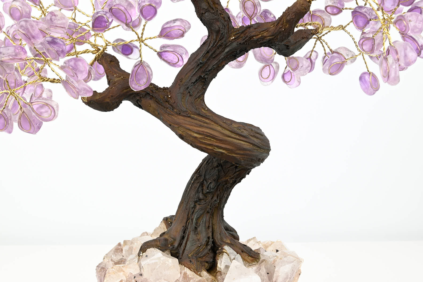 Handmade 36cm Tall Gemstone Tree with Amethyst base and 180 Amethyst gems - #TRAMET-36004