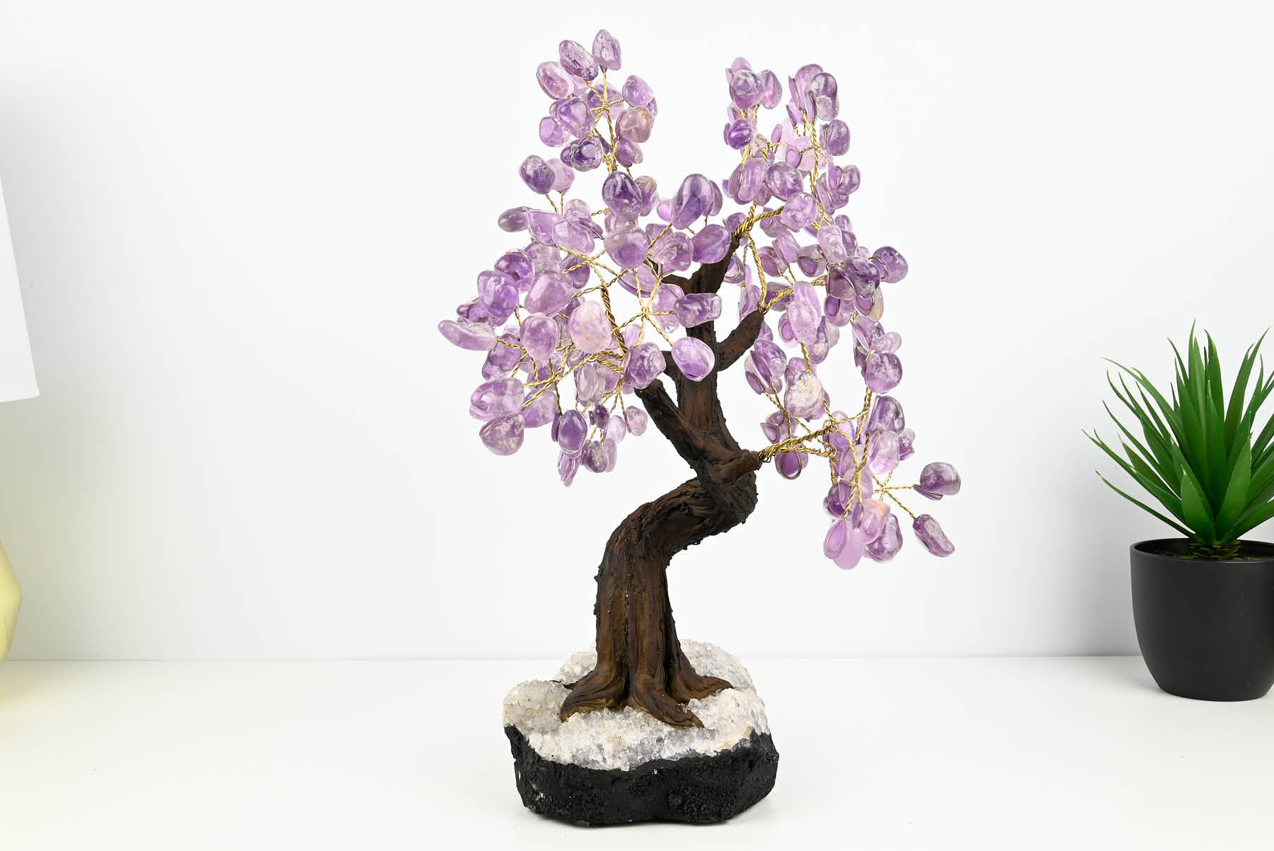 Handmade 36cm Tall Gemstone Tree with Amethyst base and 180 Amethyst gems - #TRAMET-36002