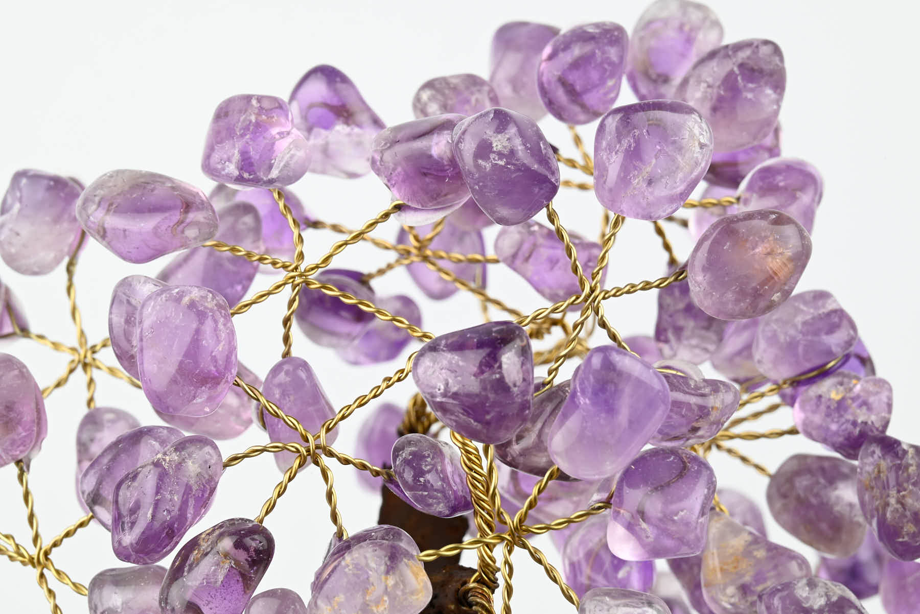 Handmade 36cm Tall Gemstone Tree with Amethyst base and 180 Amethyst gems - #TRAMET-36005