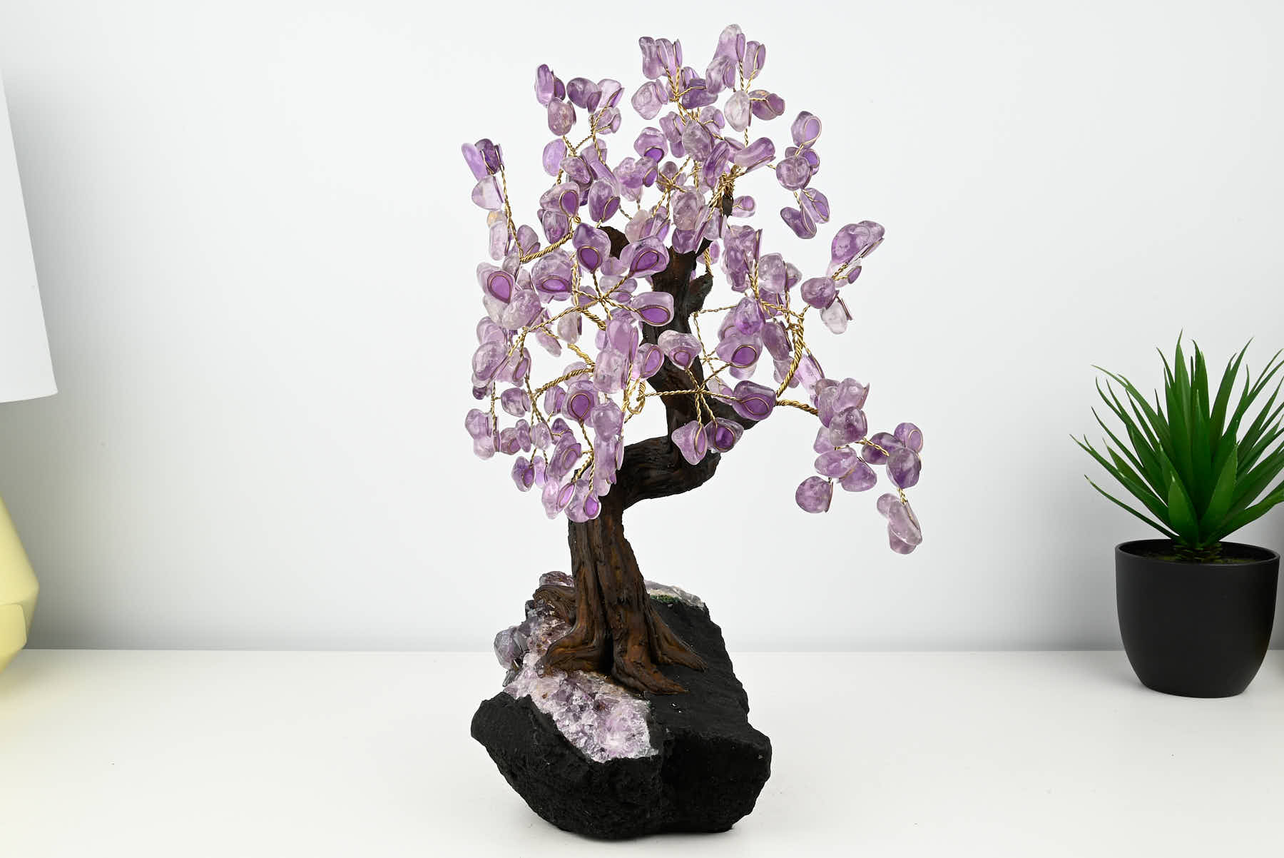 Handmade 36cm Tall Gemstone Tree with Amethyst base and 180 Amethyst gems - #TRAMET-36005