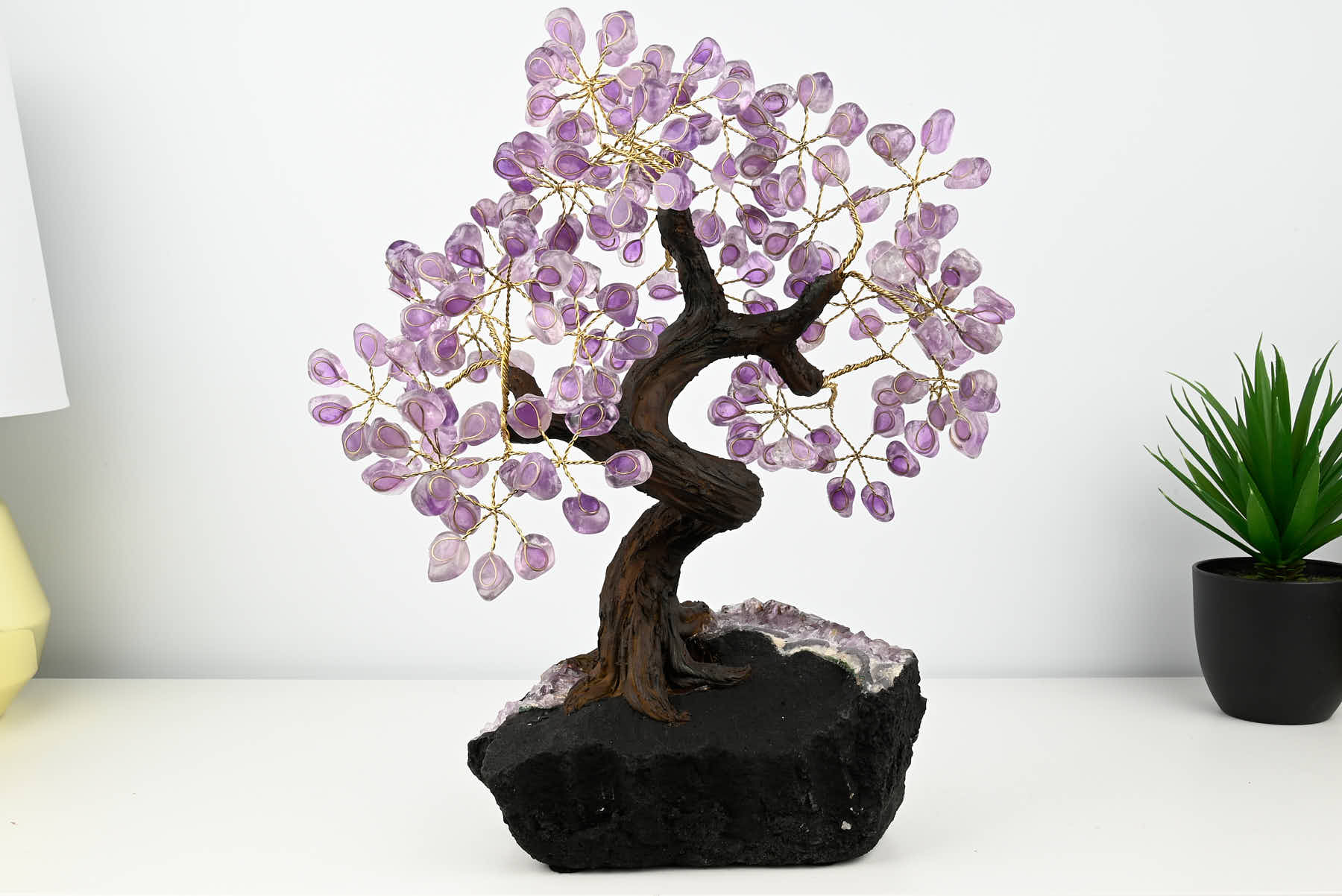 Handmade 36cm Tall Gemstone Tree with Amethyst base and 180 Amethyst gems - #TRAMET-36005