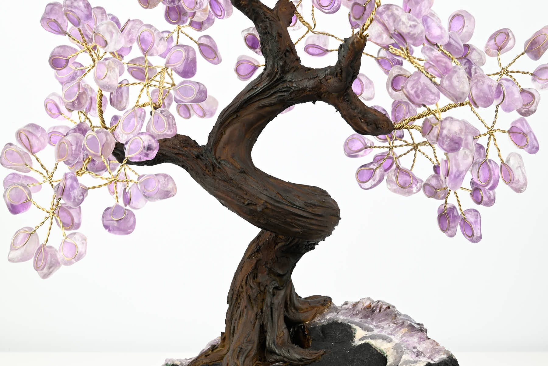 Handmade 36cm Tall Gemstone Tree with Amethyst base and 180 Amethyst gems - #TRAMET-36005